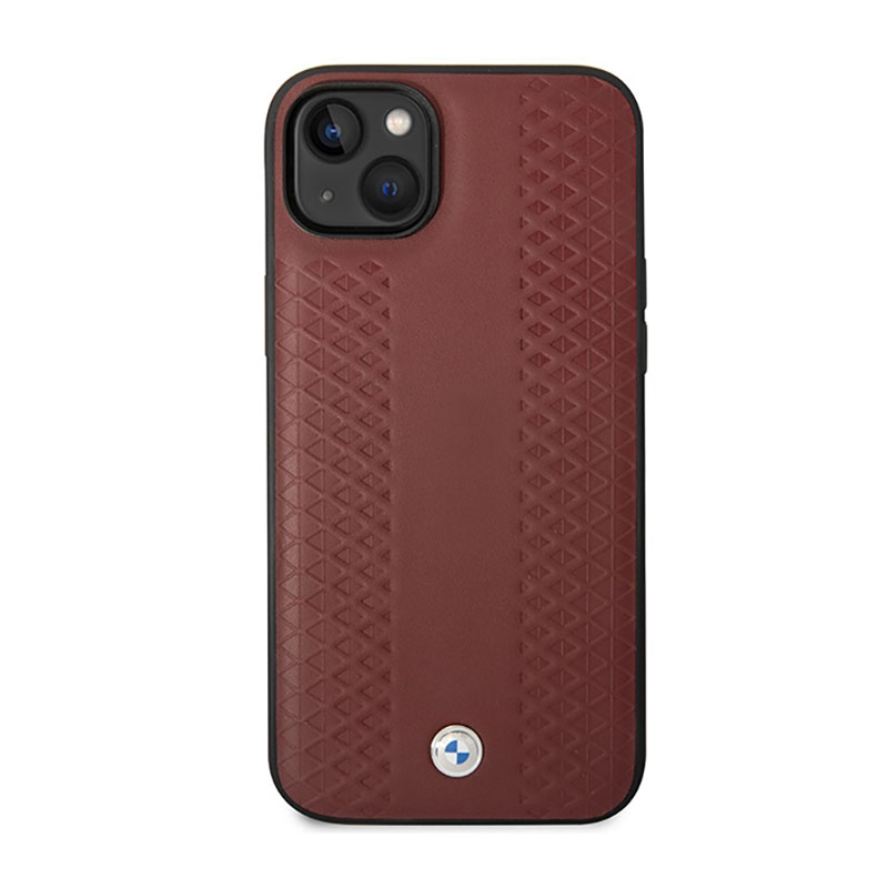 BMW Leather Diamond Pattern - Etui iPhone 14 (burgundowy)