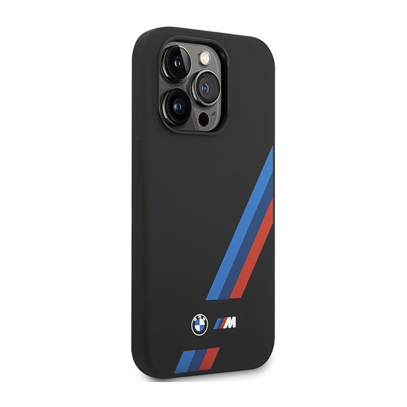 BMW Silicone Slanted Stripes - Etui iPhone 14 Pro Max (czarny)