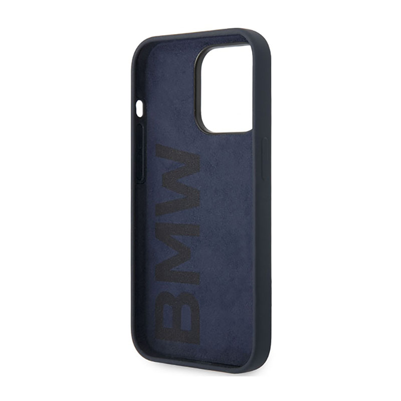 BMW Liquid Silicone Case Metal Logo - Etui iPhone 14 Pro Max (granatowy)