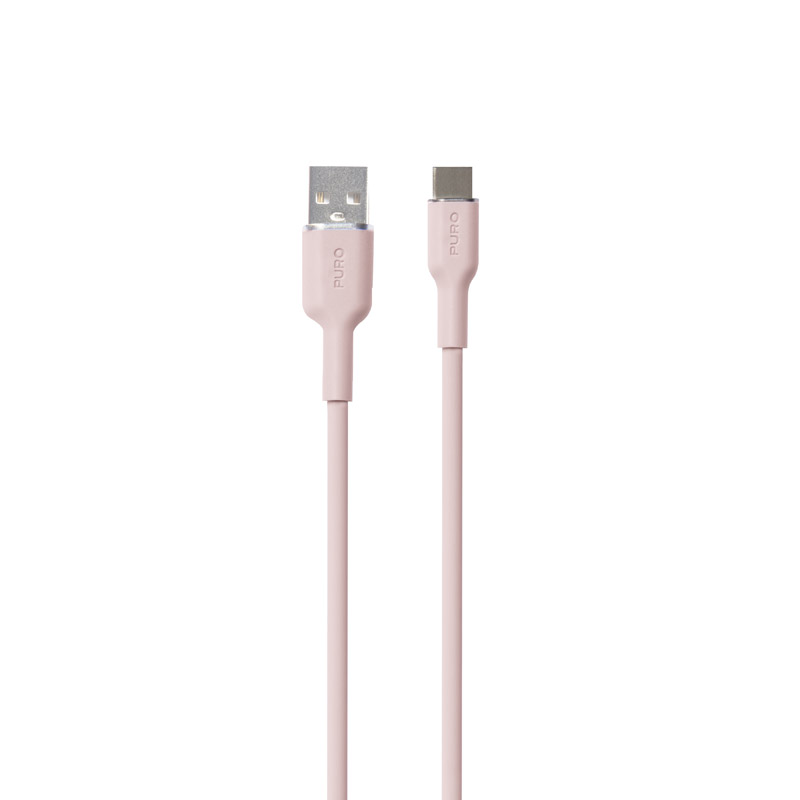 PURO ICON Soft Cable – Kabel USB-A do USB-C 1.5 m (Dusty Pink)