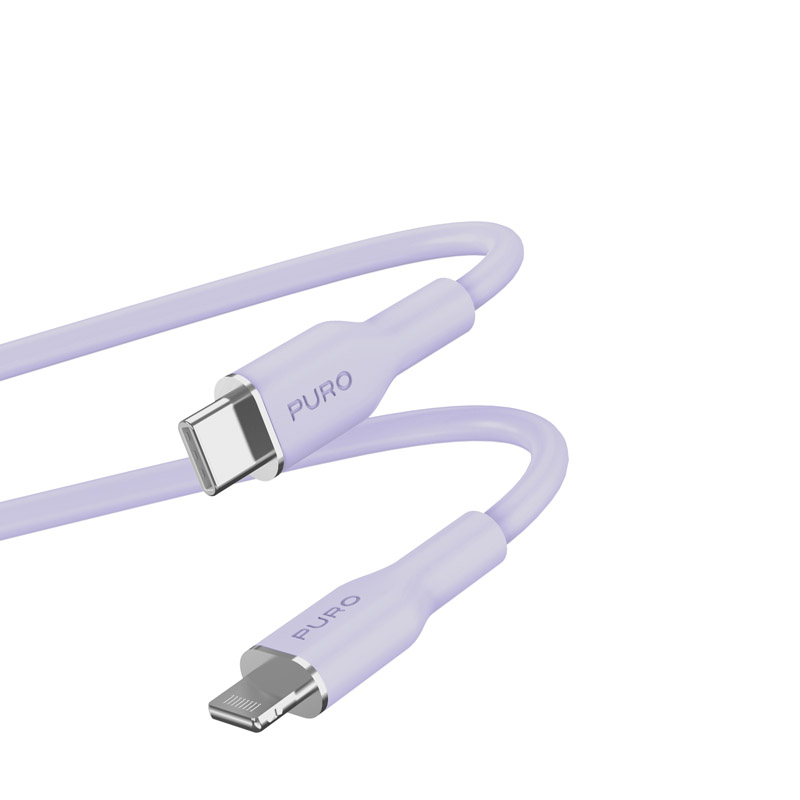 PURO ICON Soft Cable – Kabel USB-C do Lightning certyfikat MFi 1.5 m (Tech Lavender)