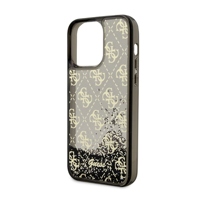 Guess Liquid Glitter Transculent 4G - Etui iPhone 14 Pro Max (Czarny)