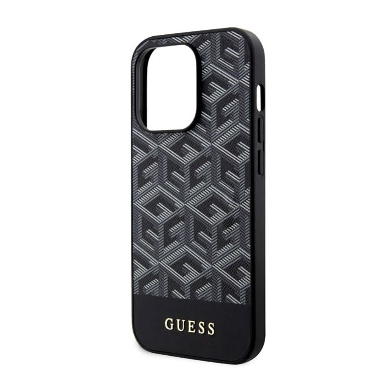 Guess GCube Stripes MagSafe - Etui iPhone 14 Pro (Czarny)