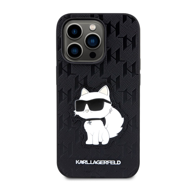Karl Lagerfeld Saffiano Monogram NFT Choupette - Etui iPhone 14 Pro (Czarny)
