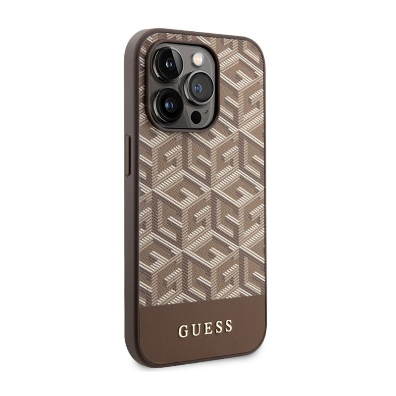 Guess GCube Stripes MagSafe - Etui iPhone 14 Pro Max (Brązowy)