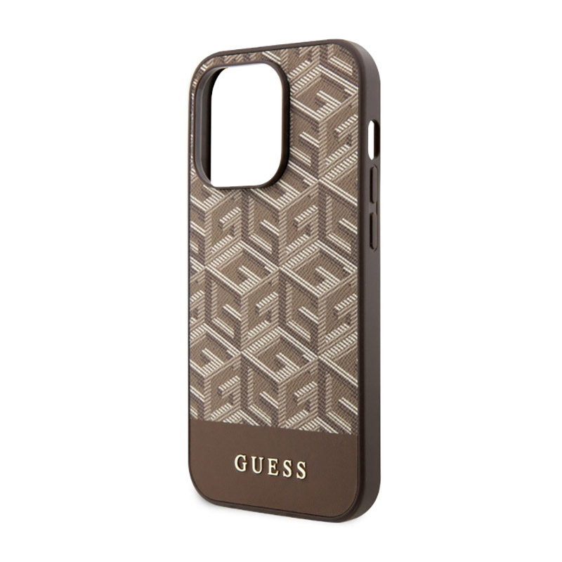 Guess GCube Stripes MagSafe - Etui iPhone 14 Pro Max (Brązowy)