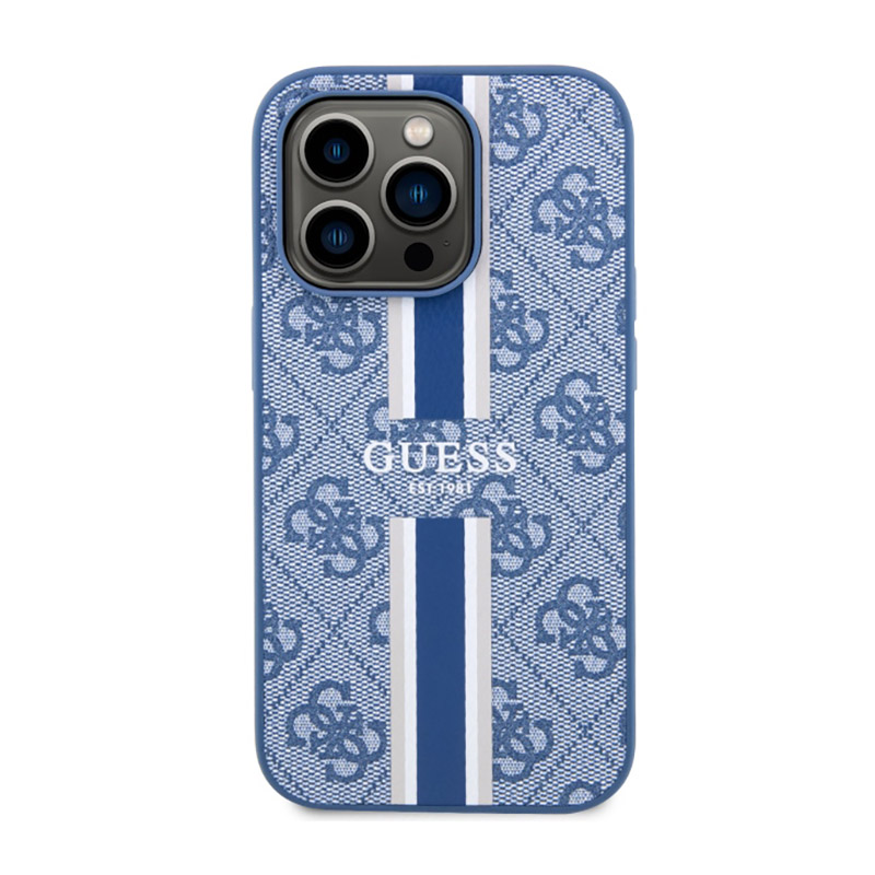 Guess 4G Printed Stripes MagSafe - Etui iPhone 14 Pro Max (Niebieski)