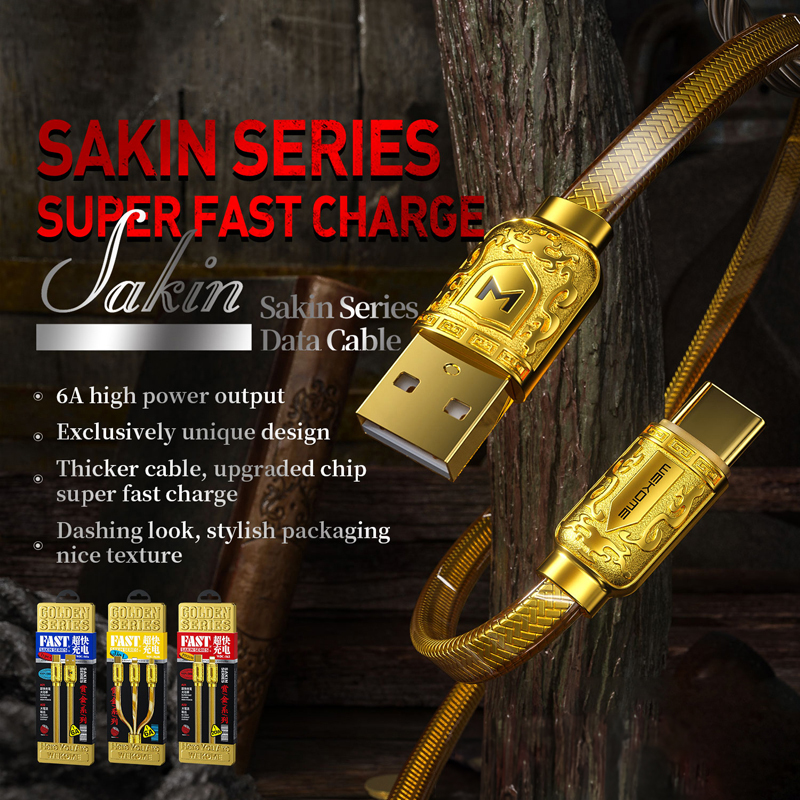 WEKOME WDC-163 Sakin Series - Kabel połączeniowy USB-C do Lightning PD 20W 1 m (Złoty)