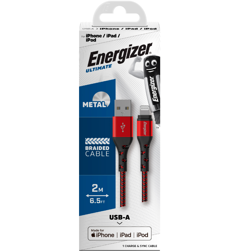 Energizer Ultimate - Kabel połączeniowy USB-A do Lightning certyfikat MFi 2m (Czerwony)