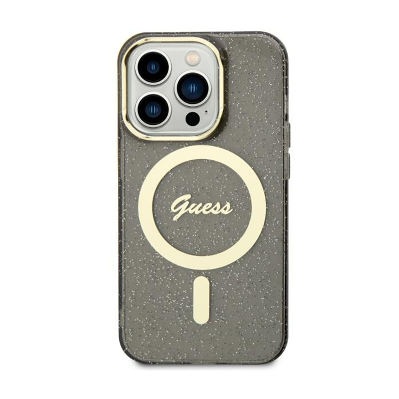 Guess Glitter Gold MagSafe - Etui iPhone 11 (Czarny)