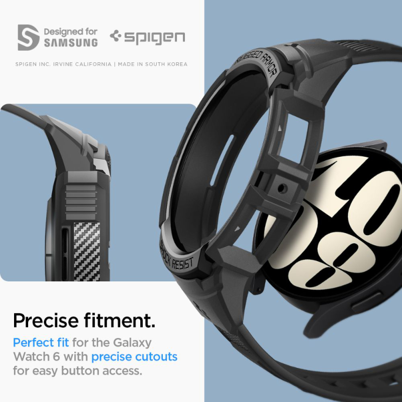 Spigen Rugged Armor Pro - Pasek + etui do Samsung Galaxy Watch 6 40 mm (Czarny)
