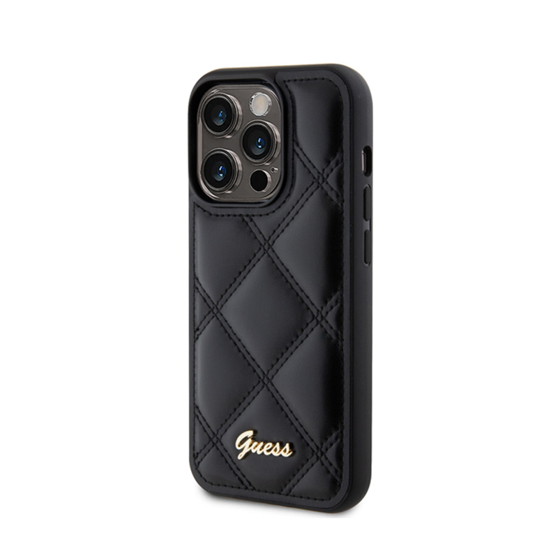 Guess Quilted Metal Logo - Etui iPhone 15 Pro Max (czarny)