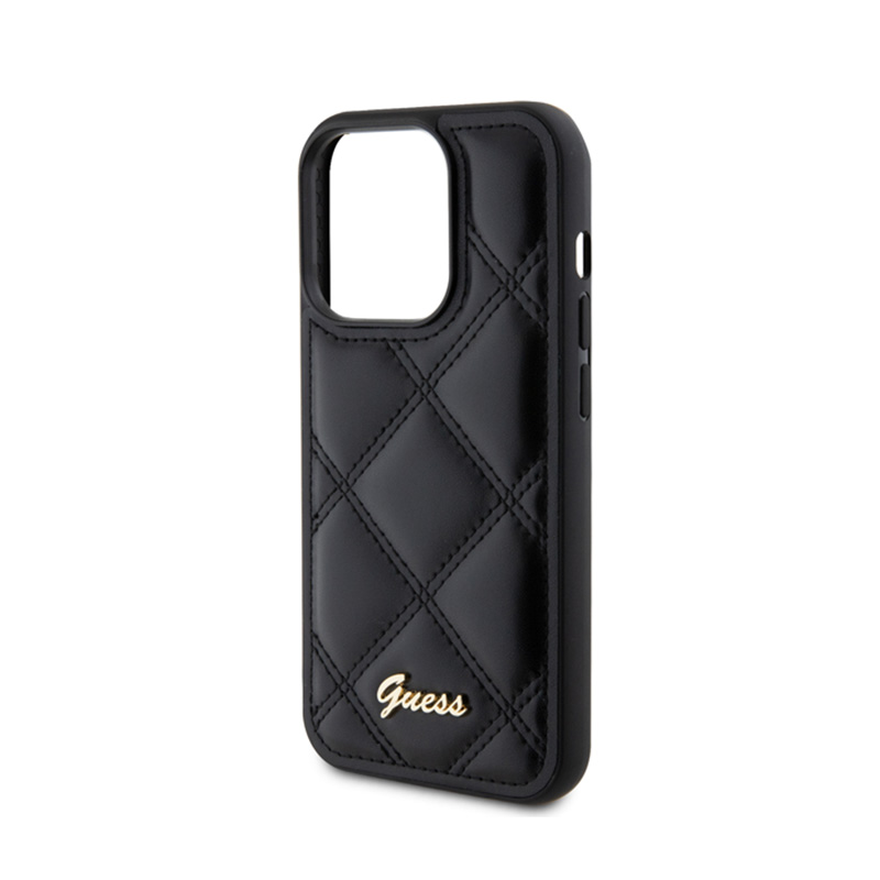 Guess Quilted Metal Logo - Etui iPhone 15 Pro Max (czarny)