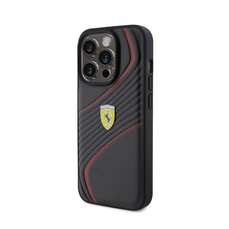 Ferrari Twist Metal Logo - Etui iPhone 15 Pro (czarny)