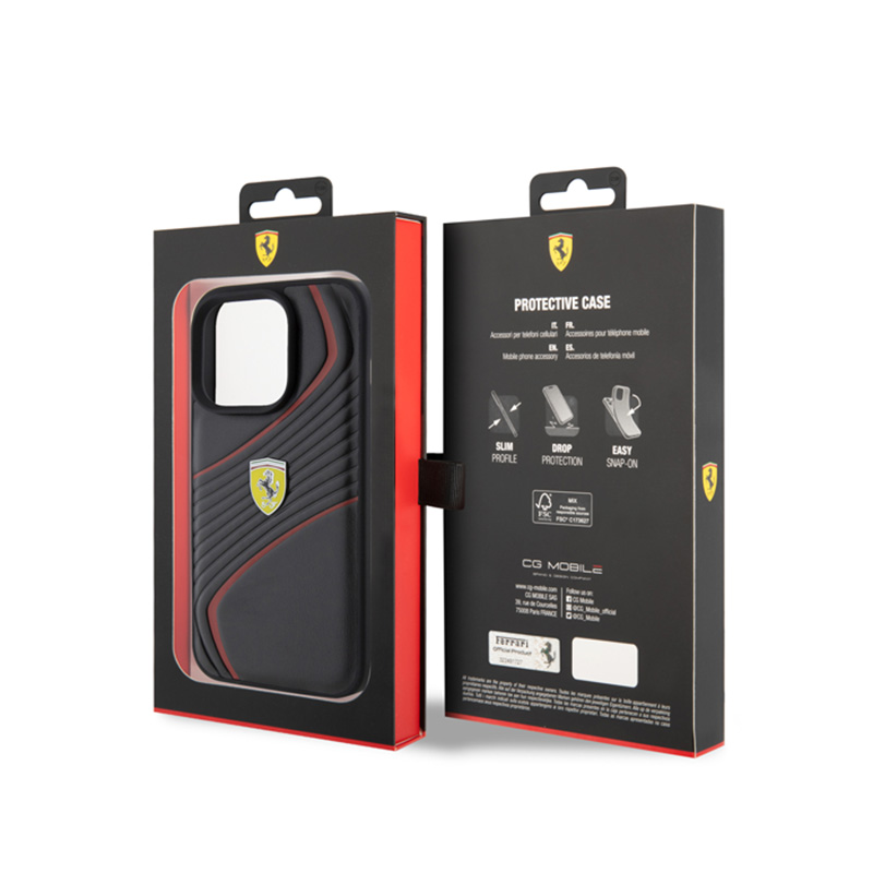 Ferrari Twist Metal Logo - Etui iPhone 15 Pro (czarny)