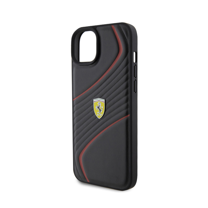 Ferrari Twist Metal Logo - Etui iPhone 15 Plus (czarny)