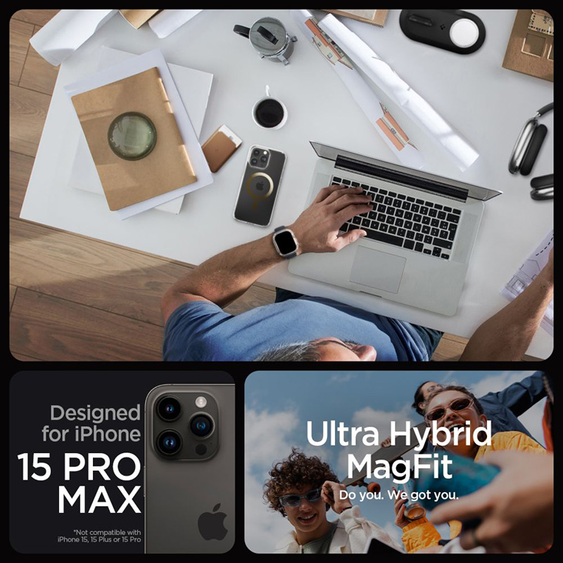 Spigen Ultra Hybrid Mag MagSafe - Etui do iPhone 15 Pro Max (Gold)