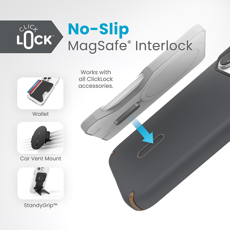 Speck Presidio2 Pro ClickLock & MagSafe - Etui iPhone 15 Pro (Charcoal Grey / Cool Bronze)