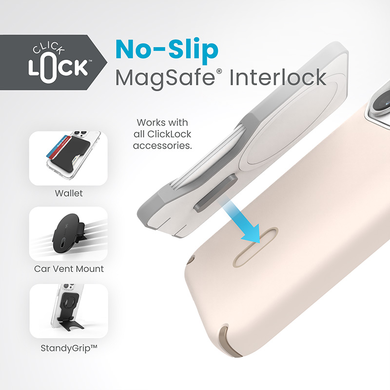 Speck Presidio2 Pro ClickLock & MagSafe - Etui iPhone 15 Pro (Bleached Bone / Heirloom Gold / Hazel Brown)