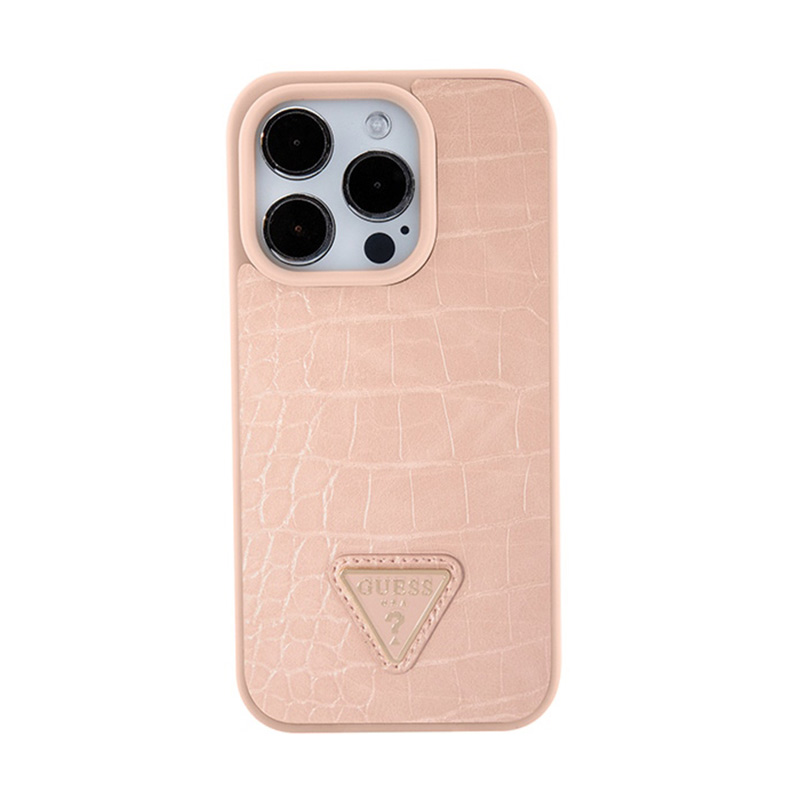 Guess Croco Triangle Metal Logo - Etui iPhone 15 Pro Max (różowy)