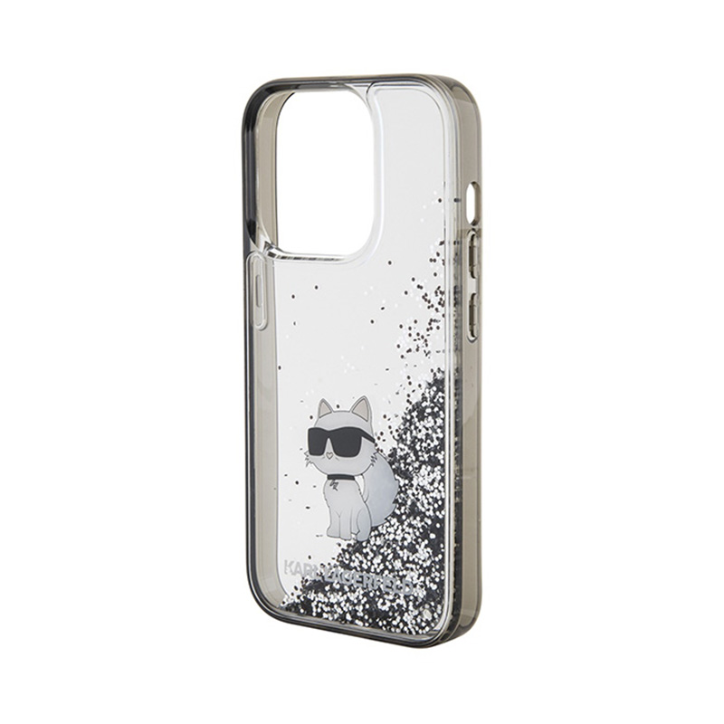 Karl Lagerfeld Liquid Glitter Choupette - Etui iPhone 15 Pro (przezroczysty)