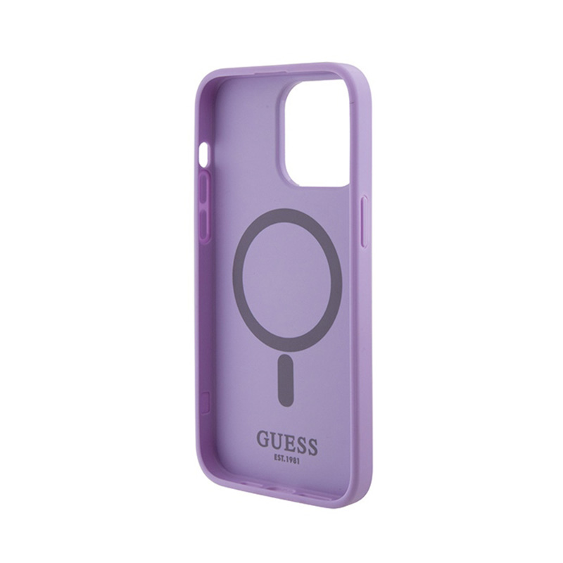 Guess Saffiano MagSafe - Etui iPhone 15 Pro Max (fioletowy)