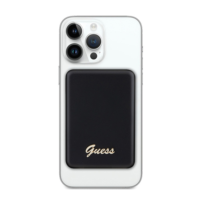 Guess Metal Script Logo MagSafe - Power Bank indukcyjny 3000 mAh 5W MagSafe (czarny)