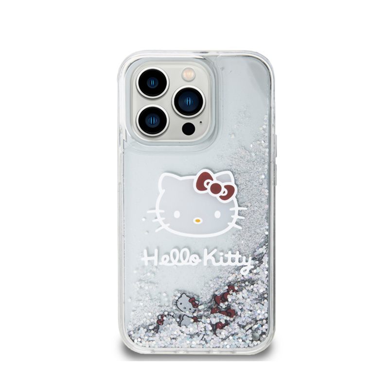 Hello Kitty Liquid Glitter Charms Kitty Head - Etui iPhone 13 Pro Max (srebrny)