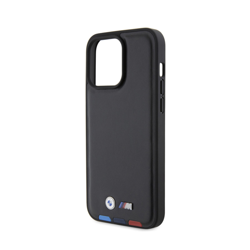 BMW Leather Hot Stamp Tricolor - Etui iPhone 15 Pro Max (czarny)