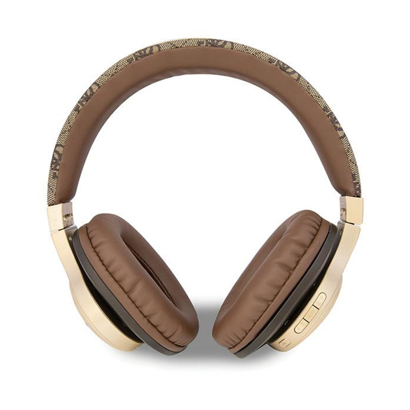 Guess 4G Script Metal Logo - Bezprzewodowe słuchawki nauszne Bluetooth V5.3 (brązowy)