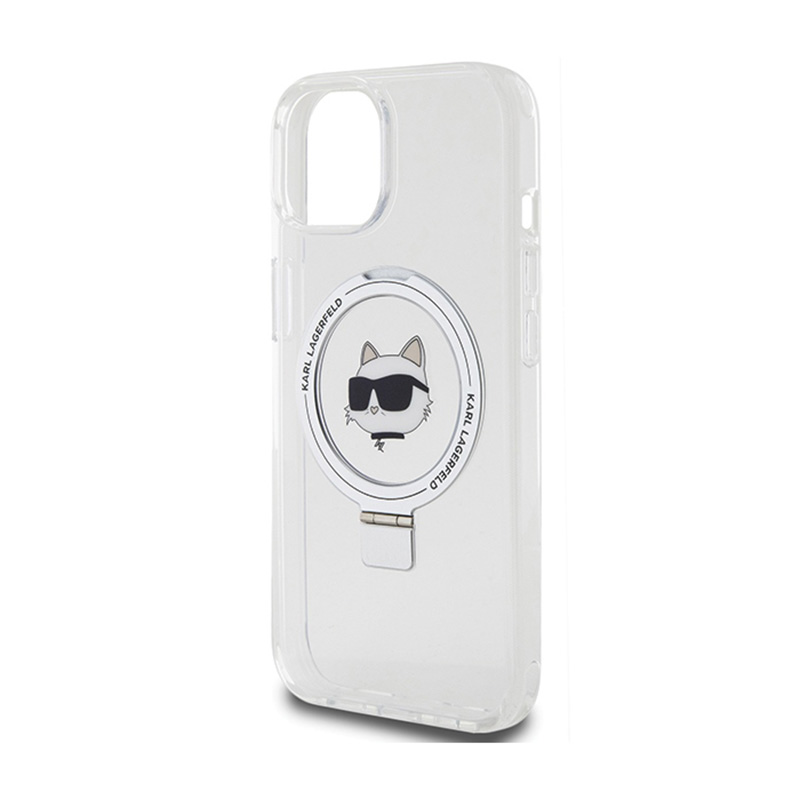 Karl Lagerfeld Ring Stand Choupette Head MagSafe - Etui iPhone 15 (biały)