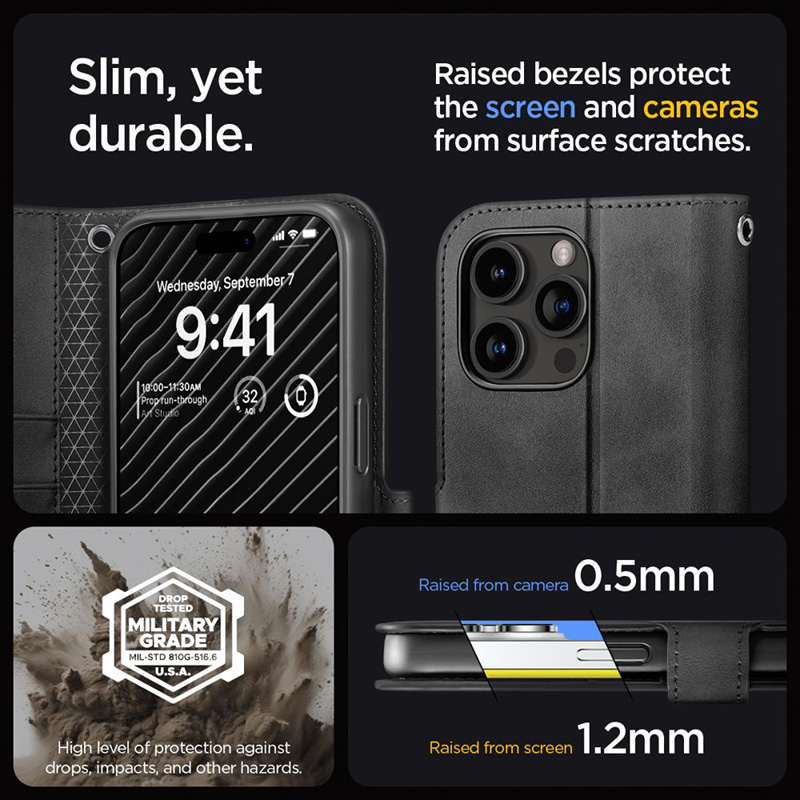 Spigen Wallet S Pro - Etui do iPhone 15 Pro Max (Czarny)