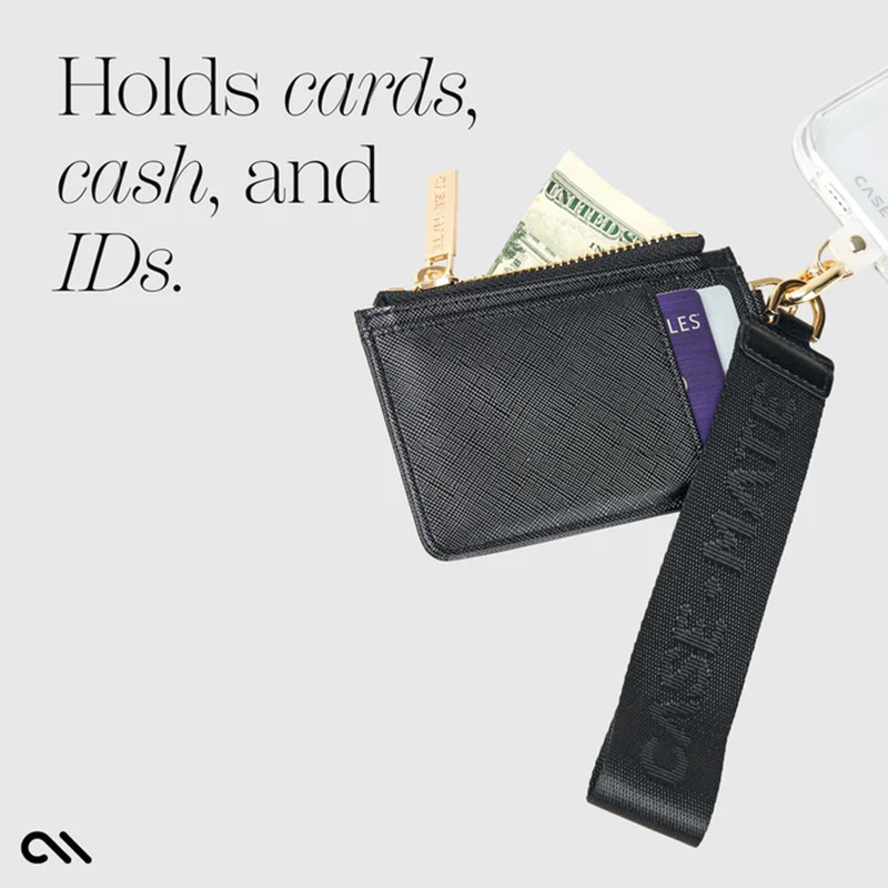 Case-Mate Essential Phone Strap with Wallet - Uniwersalny pasek do telefonu z portfelem (Czarny)