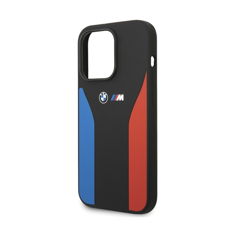 BMW Silicone Blue&Red Stripes M Collection - Etui iPhone 15 Pro (czarny)