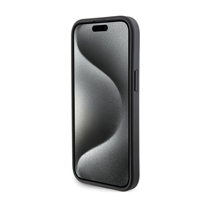 Guess Grip Stand 4G Triangle Strass Logo - Etui iPhone 15 (czarny)