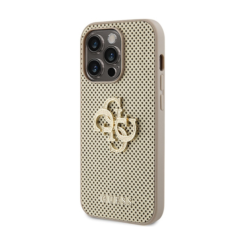 Guess Perforated 4G Glitter - Etui iPhone 15 Pro Max (złoty)