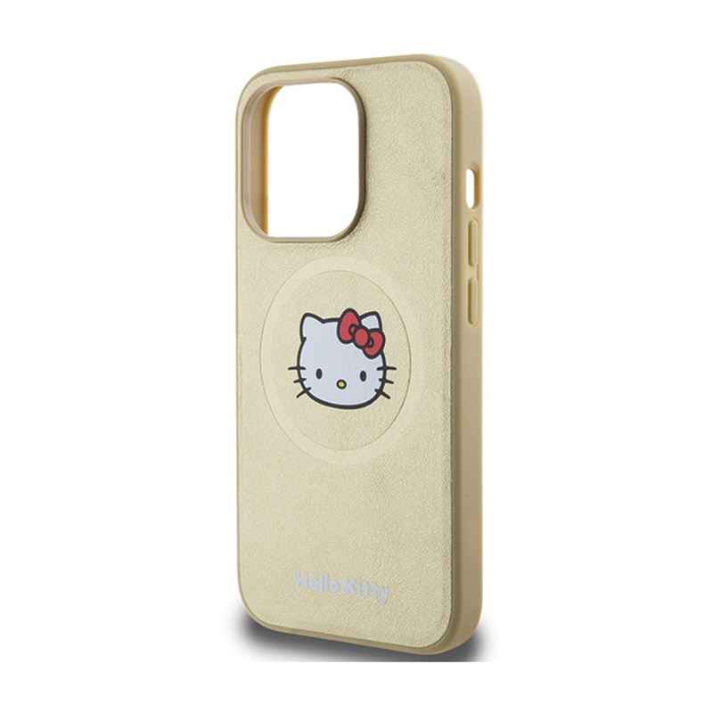 Hello Kitty Leather Kitty Head MagSafe - Etui iPhone 14 Pro Max (złoty)
