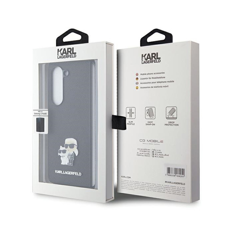 Karl Lagerfeld NFT Saffiano Karl & Choupette Pin - Etui Samsung Galaxy Z Fold 5 (czarny)