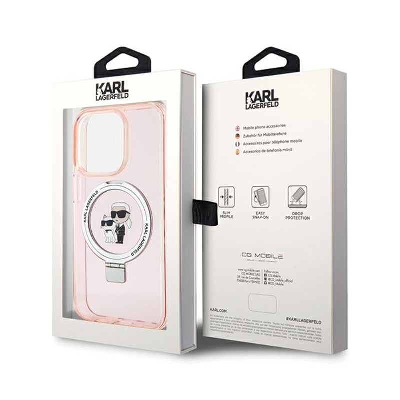 Karl Lagerfeld Ring Stand Karl & Choupette MagSafe - Etui iPhone 15 Pro Max (różowy)