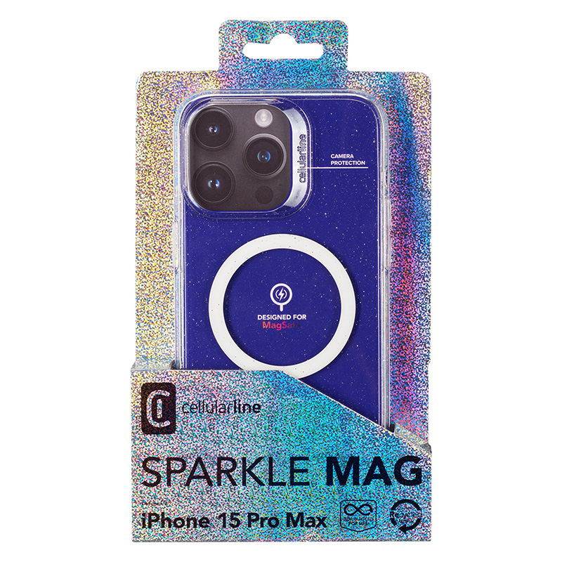 Cellularline Sparkle Mag - Etui iPhone 15 Pro Max MagSafe (przezroczysty)