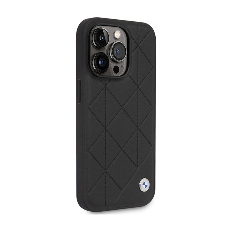 BMW Leather Quilted - Etui iPhone 14 Pro (czarny)