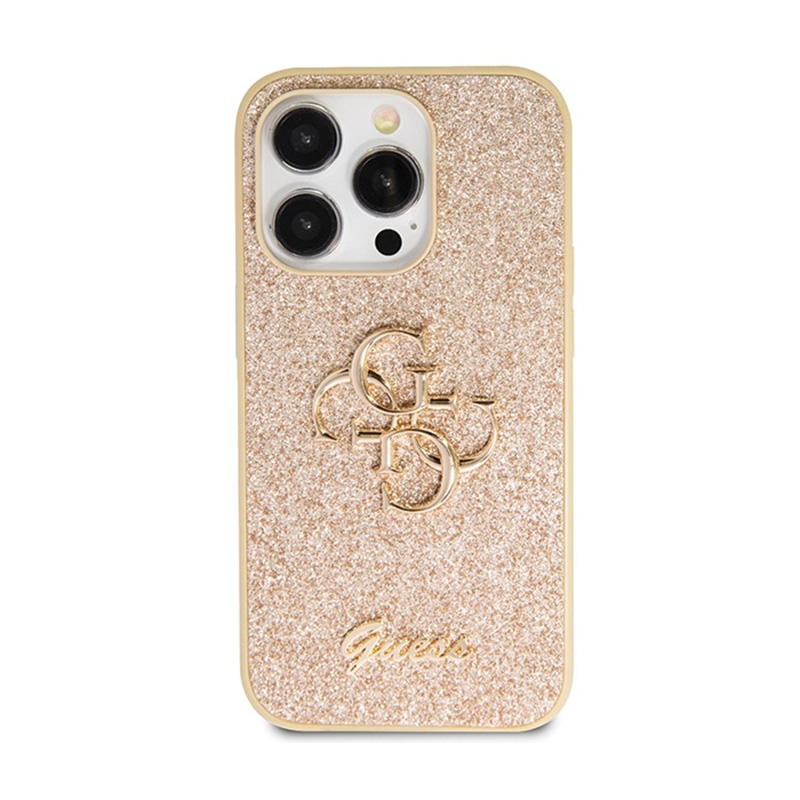 Guess Glitter Script Big 4G - Etui iPhone 14 Pro Max (złoty)