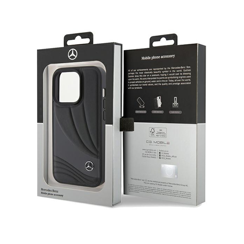 Mercedes Leather Wave Pattern - Etui iPhone 15 Pro (czarny)