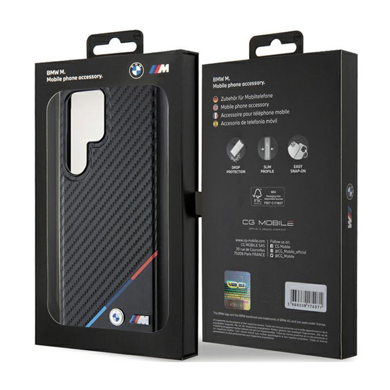 BMW Carbon Tricolor Line MagSafe - Etui Samsung Galaxy S24 Ultra (czarny)