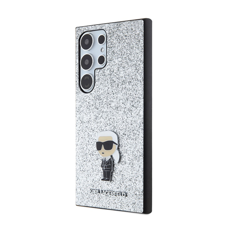 Karl Lagerfeld Fixed Glitter Ikonik Logo Metal Pin - Etui Samsung Galaxy S24 Ultra (srebrny)