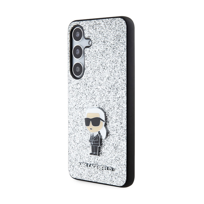 Karl Lagerfeld Fixed Glitter Ikonik Logo Metal Pin - Etui Samsung Galaxy S24 (srebrny)