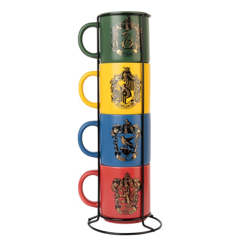 Harry Potter - Zestaw kubków ceramicznych ze stojakiem 300 ml 4 szt. Hogwart Houses