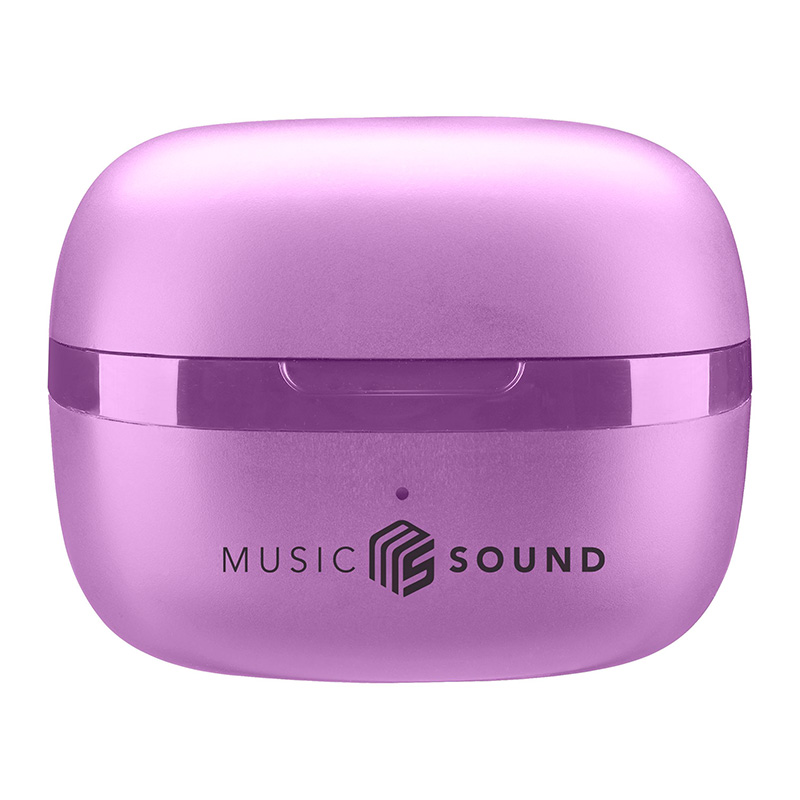 Cellularline Music Sound Flow - Bezprzewodowe słuchawki Bluetooth V5.3 TWS z etui ładującym (fioletowy)