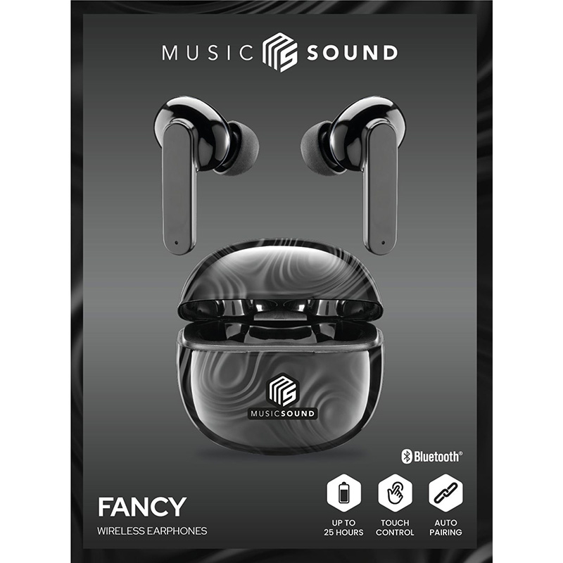 Cellularline Music Sound Fancy - Bezprzewodowe słuchawki Bluetooth V5.3 TWS z etui ładującym (czarny)