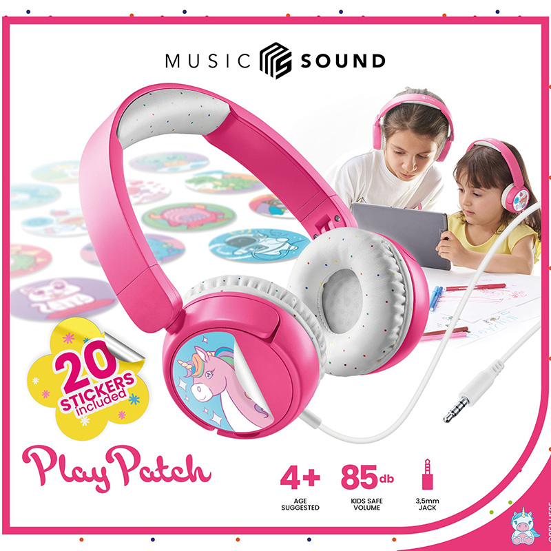 Cellularline Music Sound Play Patch - Słuchawki nauszne dla dzieci (różowy)